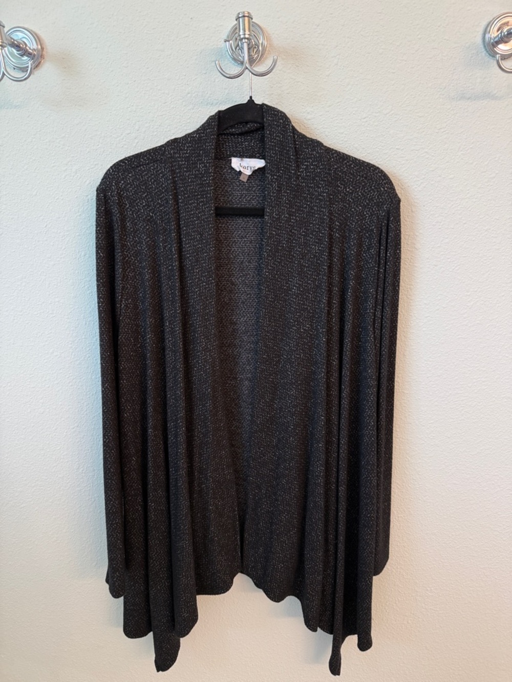 Karen Kane Shimmery Black Open-Front Cardigan